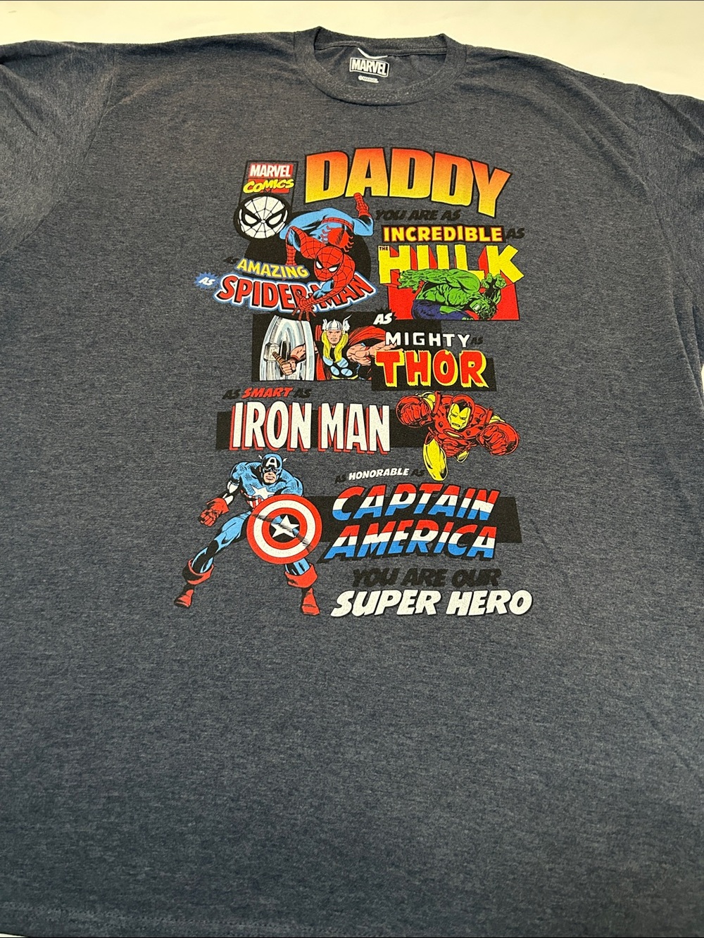 Marvel Navy Graphic 'Daddy' Superhero Short Sleeve Tee